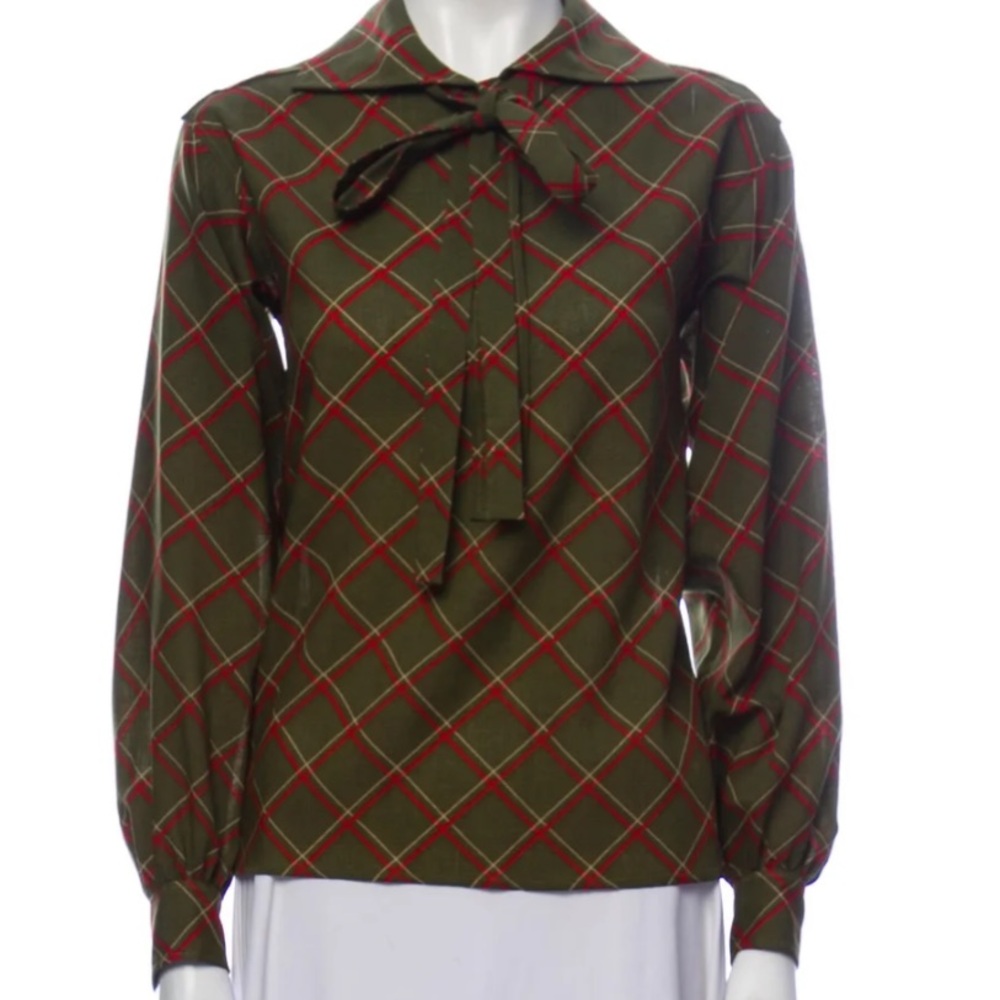 Saint Laurent Rive Gauche Button-Up Top 70s Vintage M/L